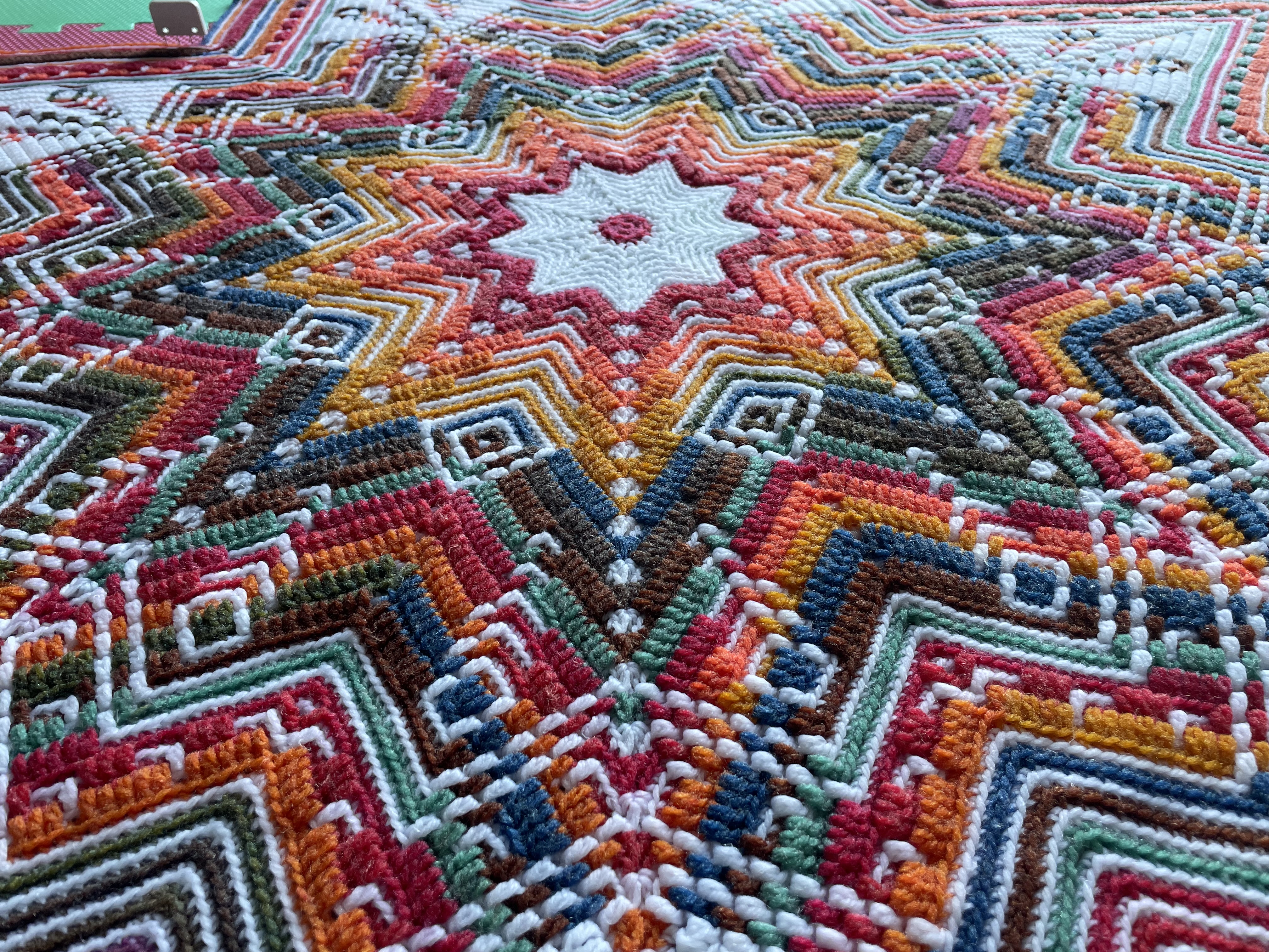 A handknit piece in progress.